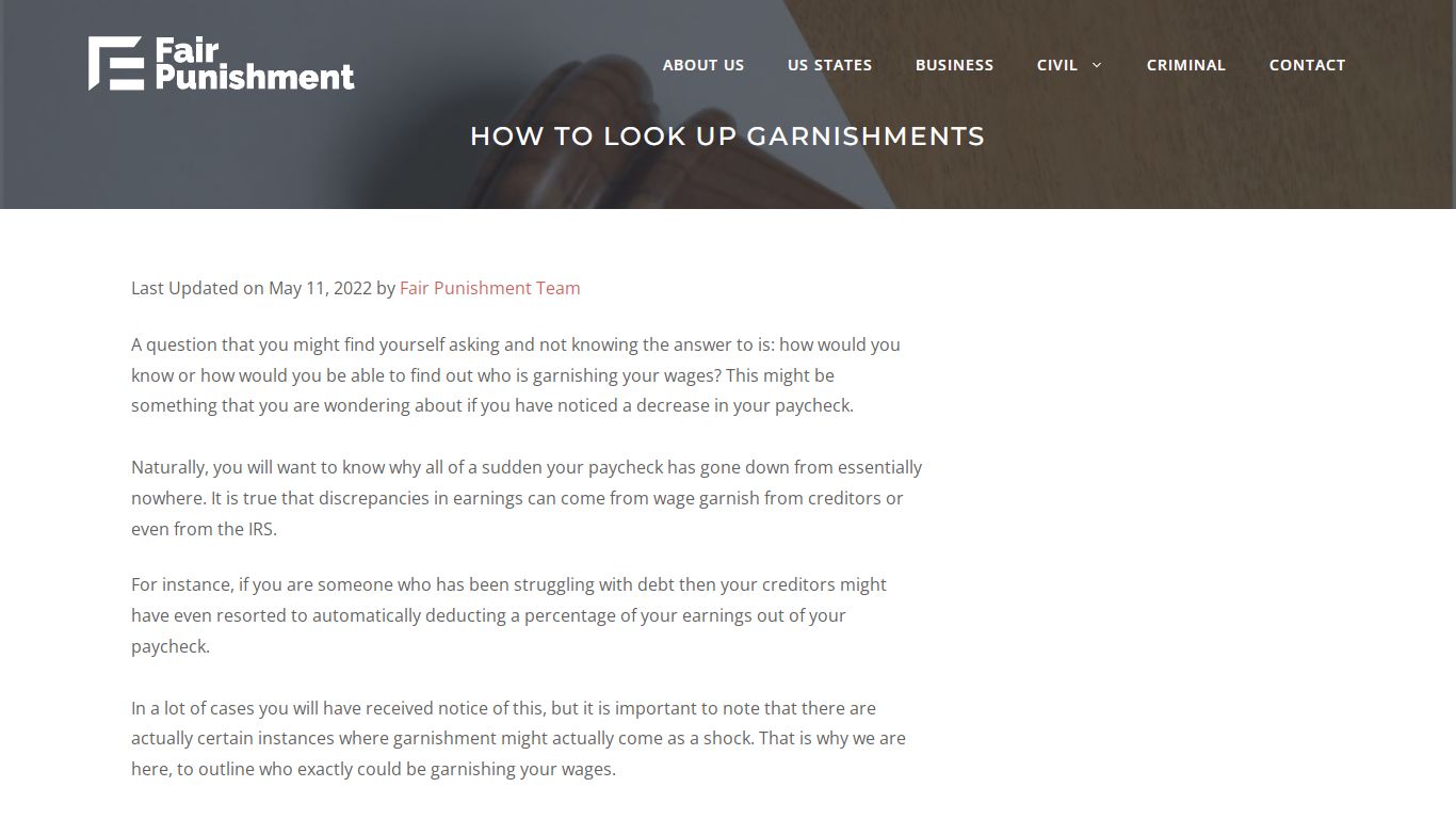 How To Look Up Garnishments - Fair Punishment